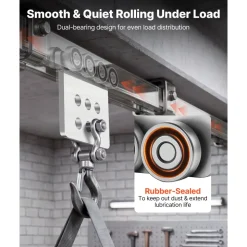VEVOR 8 Wheel Trolley Assembly Rollers, 4 Pcs 3000 lbs Load, Dual Bearing Trolley Assembly for 1-5/8" Wide and All 1-5/8" or Taller Strut Channel, Heavy Duty Sliding Track System for Warehouse Garage