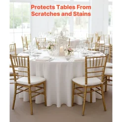 VEVOR White Round Tablecloths 2 Pack, 120 Inches in Diameter, Stain- & Wrinkle- Resistant, Machine Washable Table Clothes, Polyester Fabric Table Covers for Wedding, Party, Banquet, Formal Events