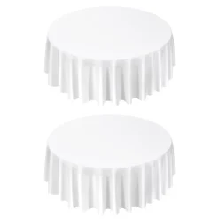 VEVOR White Round Tablecloths 2 Pack, 120 Inches in Diameter, Stain- & Wrinkle- Resistant, Machine Washable Table Clothes, Polyester Fabric Table Covers for Wedding, Party, Banquet, Formal Events