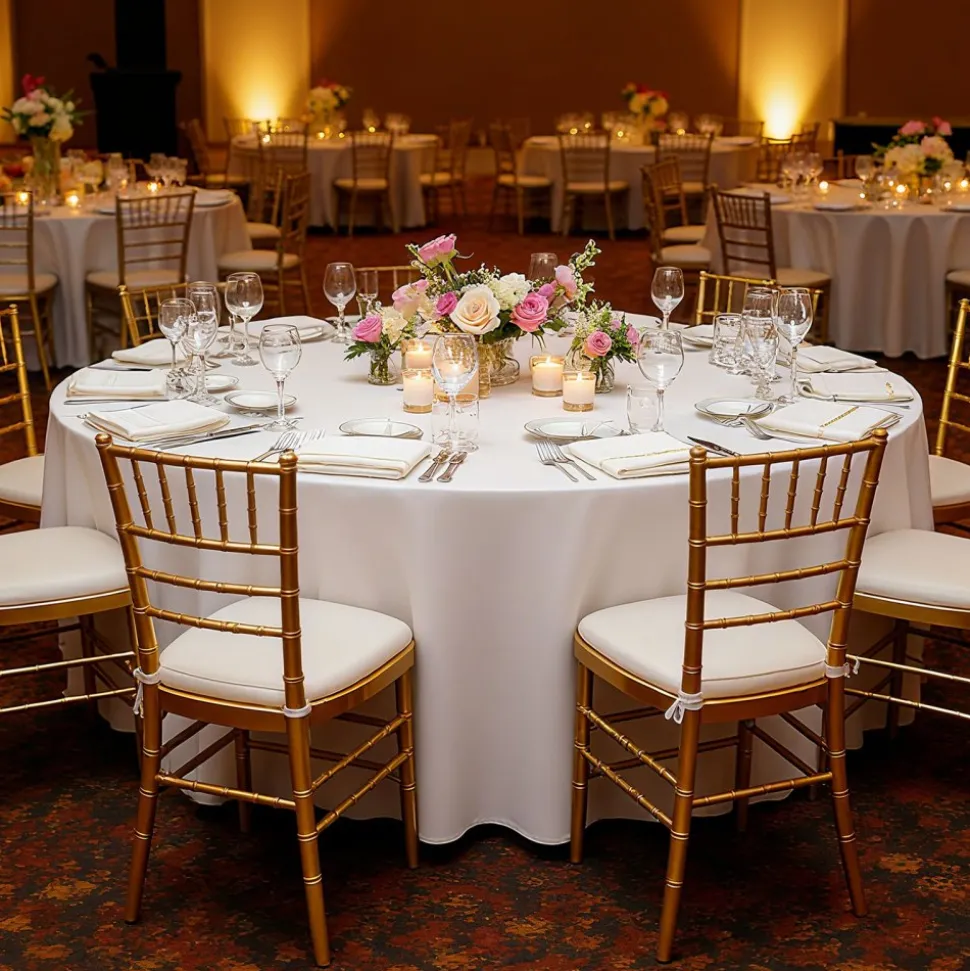 VEVOR White Round Tablecloths 2 Pack, 120 Inches in Diameter, Stain- & Wrinkle- Resistant, Machine Washable Table Clothes, Polyester Fabric Table Covers for Wedding, Party, Banquet, Formal Events