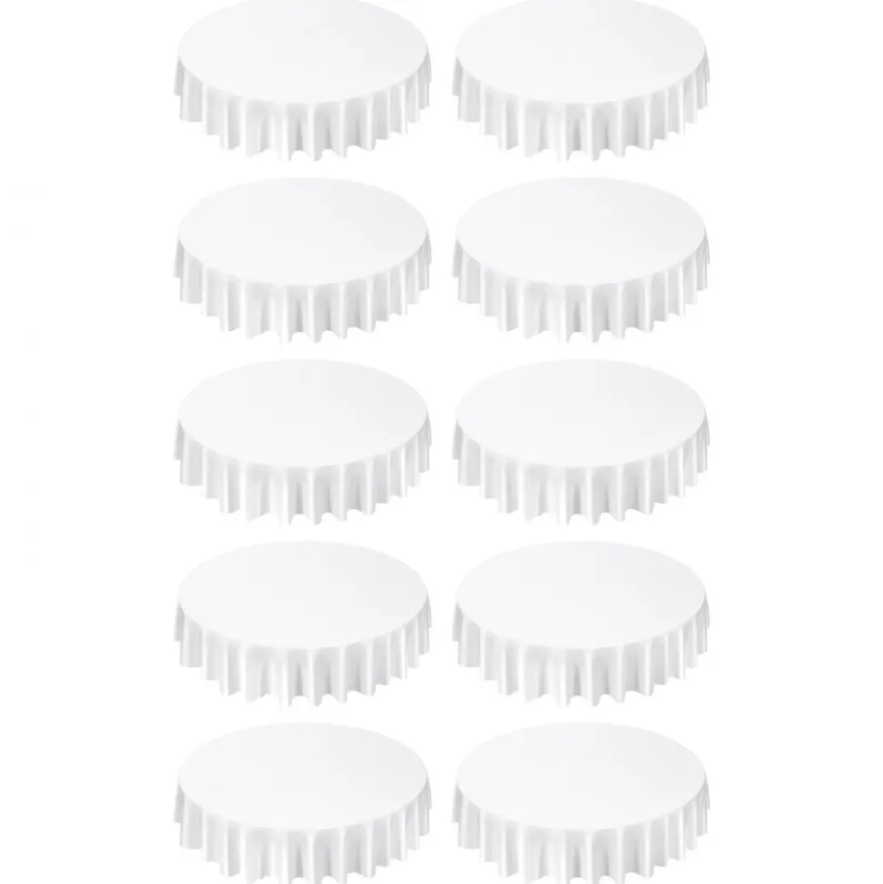 VEVOR White Round Tablecloths 10 Pack, 90 Inches in Diameter, Stain- & Wrinkle- Resistant, Machine Washable Table Clothes, Polyester Fabric Table Covers for Wedding, Party, Banquet, Formal Events