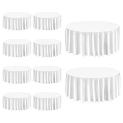 VEVOR White Round Tablecloths 10 Pack, 132 Inches in Diameter, Stain- & Wrinkle- Resistant, Machine Washable Table Clothes, Polyester Fabric Table Covers for Wedding, Party, Banquet, Formal Events