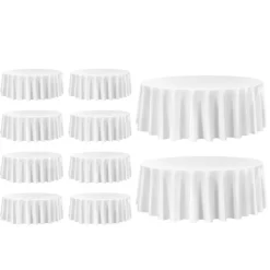 VEVOR White Round Tablecloths 10 Pack, 120 Inches in Diameter, Stain- & Wrinkle- Resistant, Machine Washable Table Clothes, Polyester Fabric Table Covers for Wedding, Party, Banquet, Formal Events