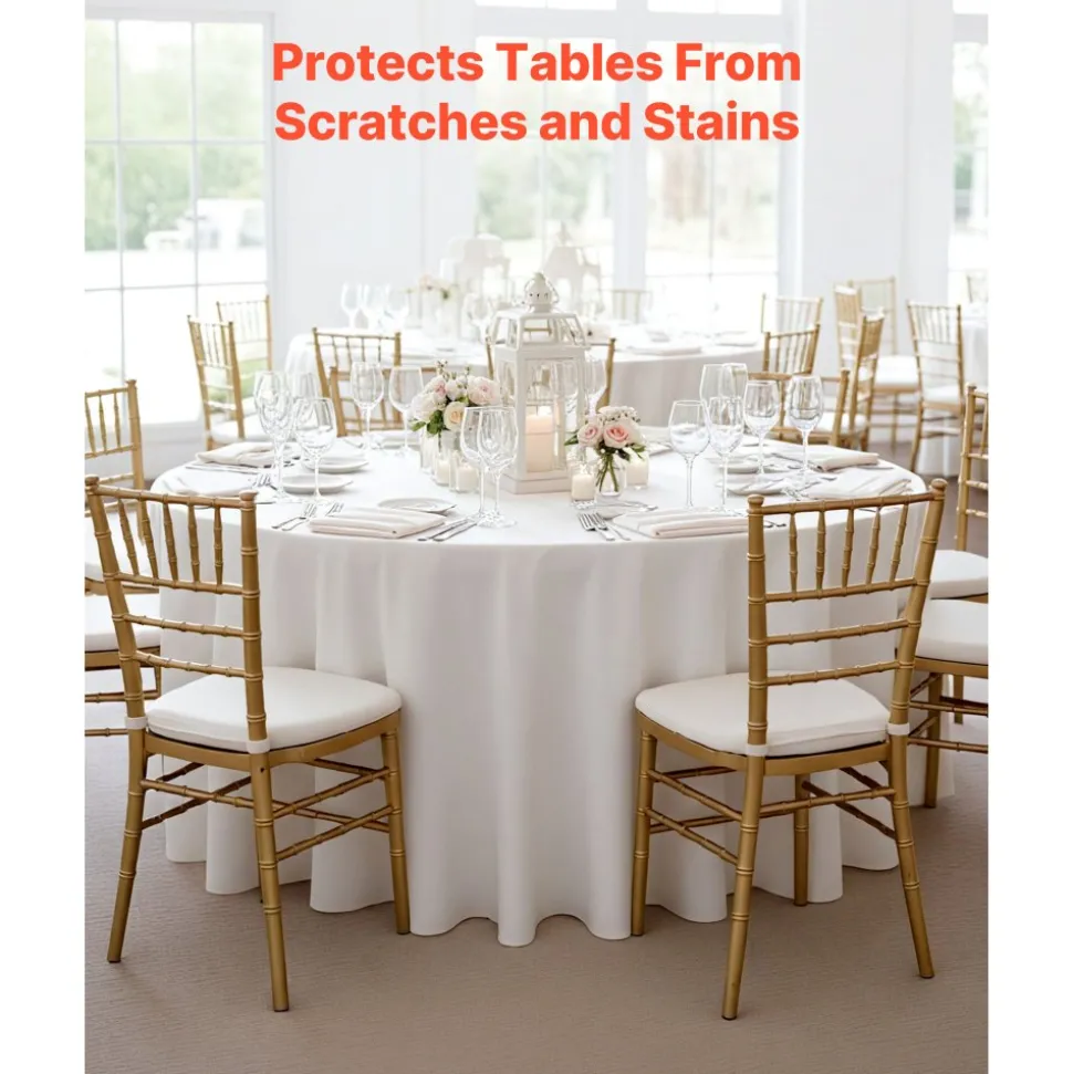 VEVOR White Round Tablecloths 10 Pack, 120 Inches in Diameter, Stain- & Wrinkle- Resistant, Machine Washable Table Clothes, Polyester Fabric Table Covers for Wedding, Party, Banquet, Formal Events