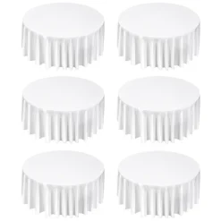 VEVOR White Round Tablecloths 6 Pack, 132 Inches in Diameter, Stain- & Wrinkle- Resistant, Machine Washable Table Clothes, Polyester Fabric Table Covers for Wedding, Party, Banquet, Formal Events