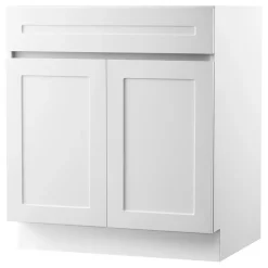 VEVOR White Shaker Base Cabinet with Drawer, 36-Inch Unassembled Drawer Base Cabinet, 36" W x 24" D x 34.5" H Ready to Assemble Cabinet with Soft-Close Doors and Adjustable Shelf, for Home Office