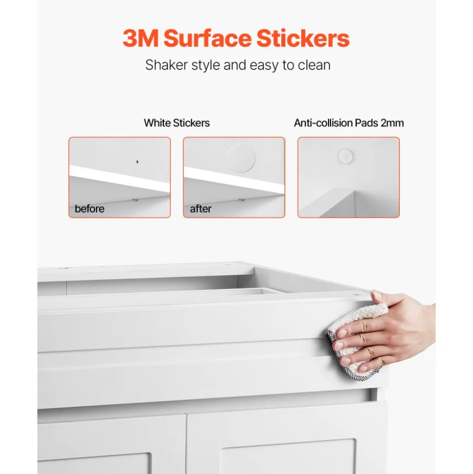 VEVOR White Shaker Base Cabinet with Drawer, 36-Inch Unassembled Drawer Base Cabinet, 36" W x 24" D x 34.5" H Ready to Assemble Cabinet with Soft-Close Doors and Adjustable Shelf, for Home Office