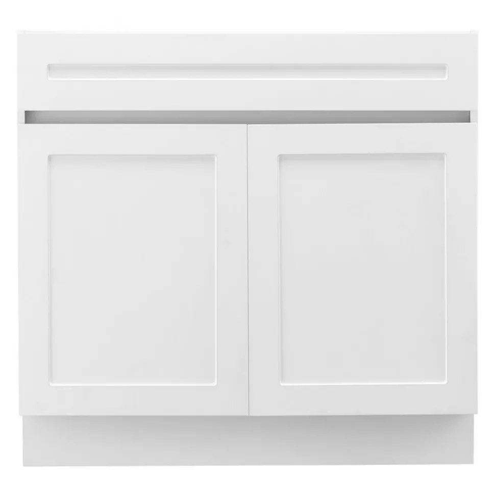VEVOR White Shaker Base Cabinet with Drawer, 30-Inch Unassembled Drawer Base Cabinet, 30" W x 24" D x 34.5" H Ready to Assemble Cabinet with Soft-Close Doors and Adjustable Shelf, for Home Office