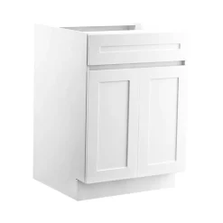 VEVOR White Shaker Base Cabinet with Drawer, 18-Inch Unassembled Drawer Base Cabinet, 18" W x 24" D x 34.5" H Ready to Assemble Cabinet with Soft-Close Door and Adjustable Shelf, for Home Office