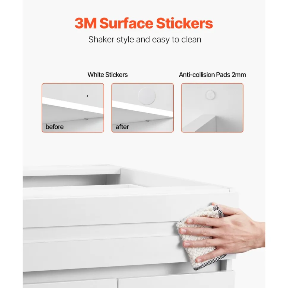 VEVOR White Shaker Base Cabinet, 30-Inch Unassembled Sink Base Cabinet, 30" W x 24" D x 34.5" H Ready to Assemble Cabinet with Soft-Close Doors and Adjustable Shelf, for Home Office