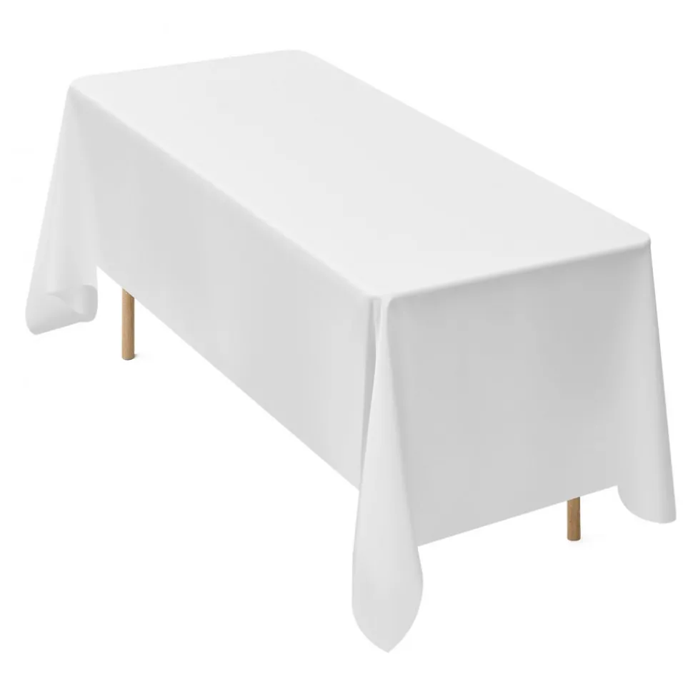 VEVOR White Tablecloths for Rectangle Tables, 6 Pack, 70 x 120 Inches, Reusable and Machine Washable Table Clothes, Wrinkle-Resistant Polyester Fabric Table Covers for Wedding, Party, Banquet
