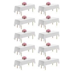 VEVOR White Tablecloths for Rectangle Tables, 10 Pack, 60 x 102 Inches, Reusable and Machine Washable Table Clothes, Wrinkle-Resistant Polyester Fabric Table Covers for Wedding, Party, Banquet