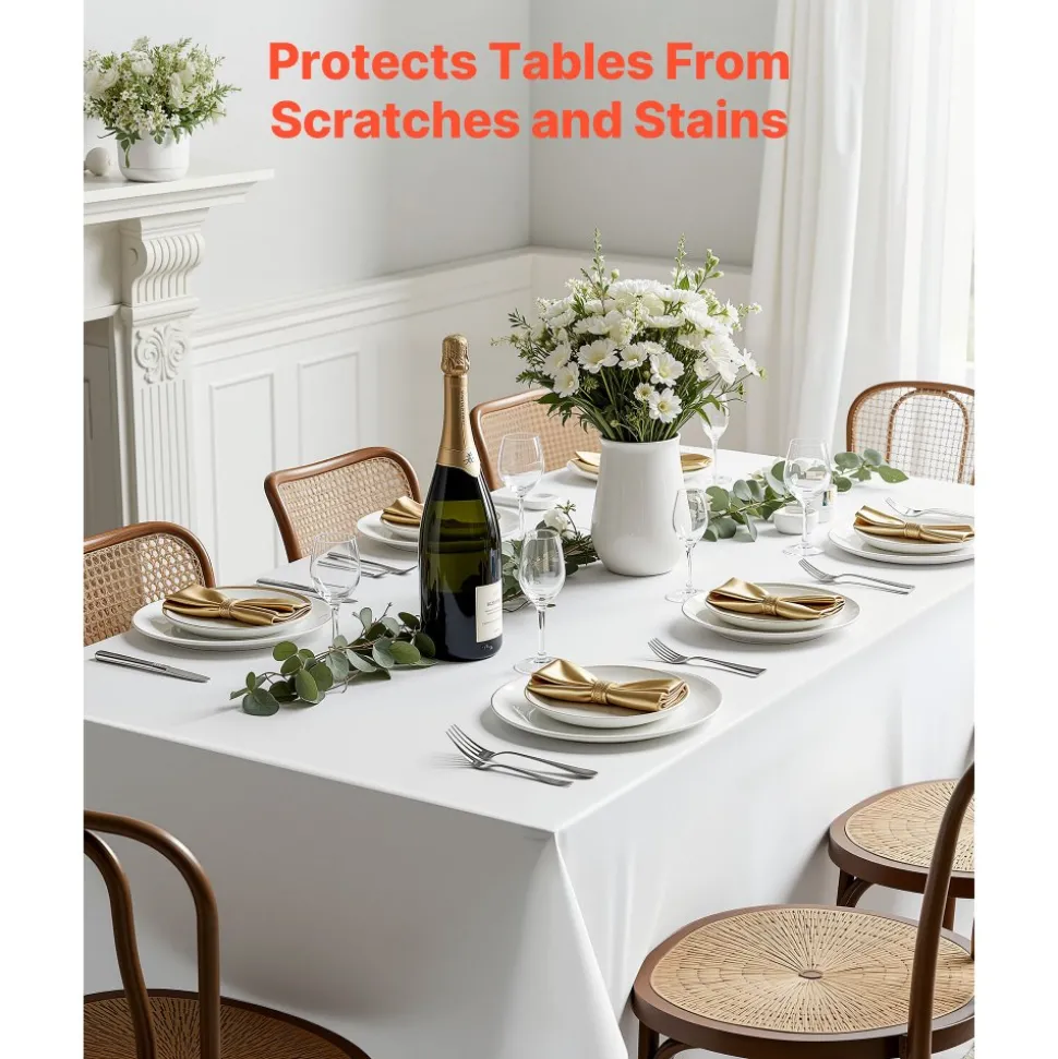 VEVOR White Tablecloths for Rectangle Tables, 10 Pack, 70 x 120 Inches, Reusable and Machine Washable Table Clothes, Wrinkle-Resistant Polyester Fabric Table Covers for Wedding, Party, Banquet