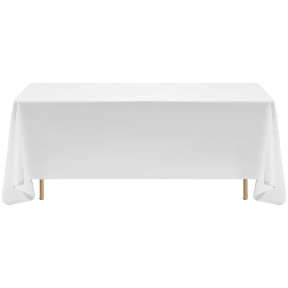 VEVOR White Tablecloths for Rectangle Tables, 10 Pack, 70 x 120 Inches, Reusable and Machine Washable Table Clothes, Wrinkle-Resistant Polyester Fabric Table Covers for Wedding, Party, Banquet