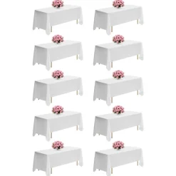 VEVOR White Tablecloths for Rectangle Tables, 10 Pack, 70 x 120 Inches, Reusable and Machine Washable Table Clothes, Wrinkle-Resistant Polyester Fabric Table Covers for Wedding, Party, Banquet