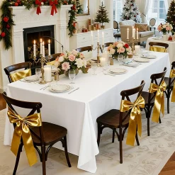 VEVOR White Tablecloths for Rectangle Tables, 6 Pack, 60 x 102 Inches, Reusable and Machine Washable Table Clothes, Wrinkle-Resistant Polyester Fabric Table Covers for Wedding, Party, Banquet