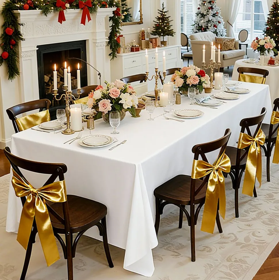 VEVOR White Tablecloths for Rectangle Tables, 6 Pack, 60 x 102 Inches, Reusable and Machine Washable Table Clothes, Wrinkle-Resistant Polyester Fabric Table Covers for Wedding, Party, Banquet