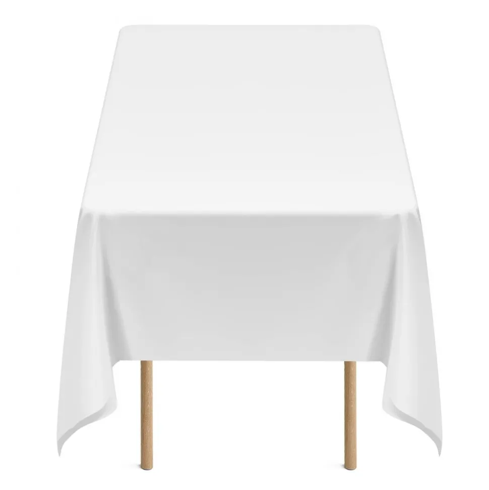 VEVOR White Tablecloths for Rectangle Tables, 6 Pack, 60 x 102 Inches, Reusable and Machine Washable Table Clothes, Wrinkle-Resistant Polyester Fabric Table Covers for Wedding, Party, Banquet