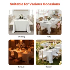 VEVOR White Tablecloths for Rectangle Tables, 6 Pack, 60 x 102 Inches, Reusable and Machine Washable Table Clothes, Wrinkle-Resistant Polyester Fabric Table Covers for Wedding, Party, Banquet