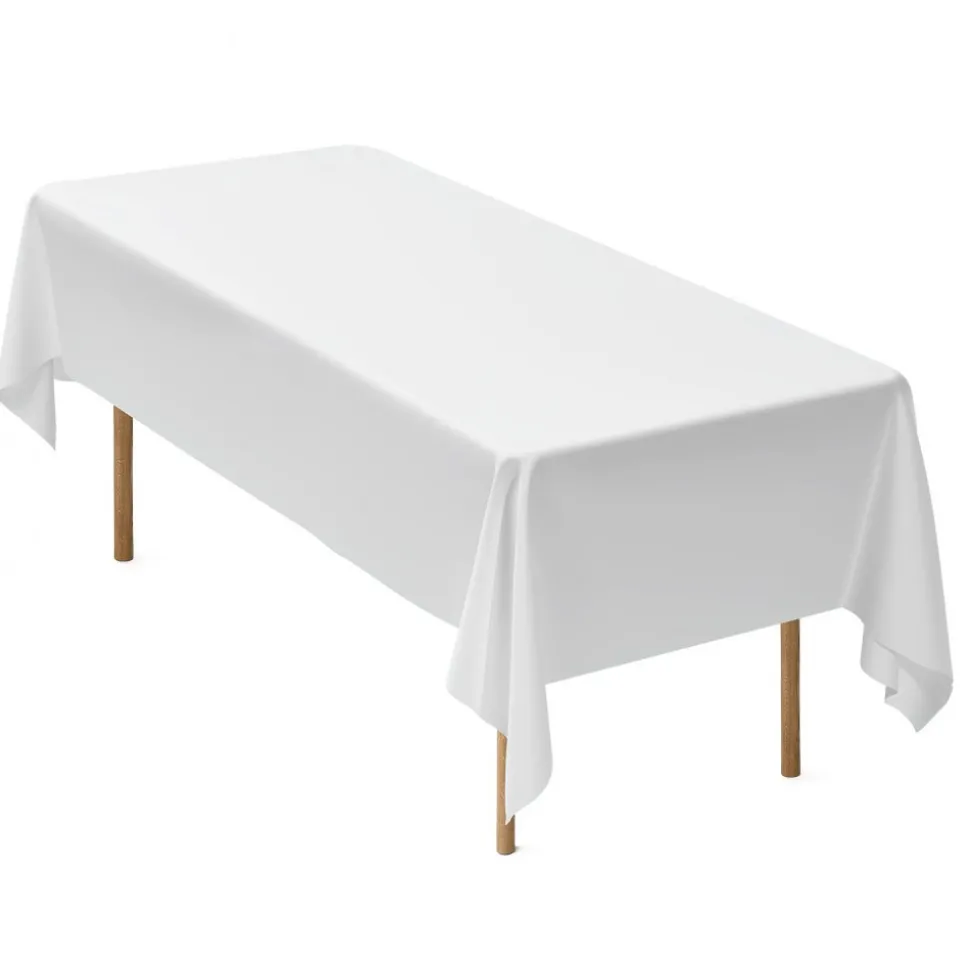 VEVOR White Tablecloths for Rectangle Tables, 6 Pack, 60 x 102 Inches, Reusable and Machine Washable Table Clothes, Wrinkle-Resistant Polyester Fabric Table Covers for Wedding, Party, Banquet