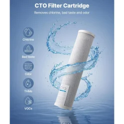VEVOR Whole House Water Filter Replacement Cartridge, 4.5" x 20" Coconut Shell Activated Carbon KDF Filter for Whole Home Water Filtration System, Reduce Heavy Metal, Chlorine, Taste, Odor