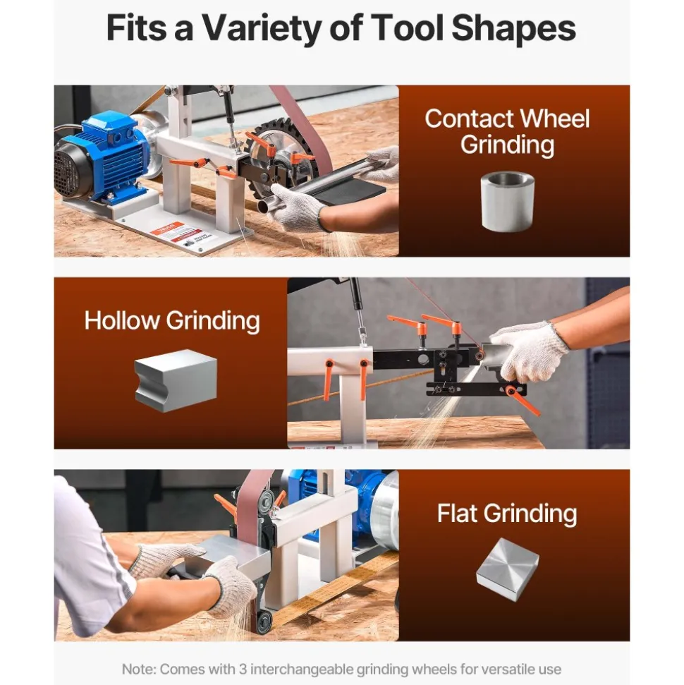 VEVOR 1500W 2HP Belt Sander Grinder, 2" x 82" Variable Speed Belt Grinder for Metalworking, 3 in 1 Belt Sander Polisher with 3 Grinding Moulds & Flat Platen Tool Rest for Knife Making