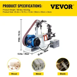 VEVOR 1500W 2HP Belt Sander Grinder, 2