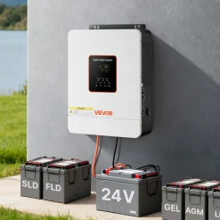 VEVOR 3000W Hybrid Solar Inverter, 24V DC to 230V AC, Pure Sine Wave Power Inverter, Built-in 80A MPPT Solar Controller, Compatible with Lead Acid Lithium Battery, for Home, Camper, Off-Grid