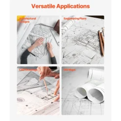 VEVOR Wide Format Paper, 24 in x 300 ft Plotter Roll, 2 Rolls CAD Bond Rolls with 2 in Core, 20 LB Bond Paper Rolls, Ideal for CAD Drawings, Engineering Plans, GIS Maps, and Architectural Designs