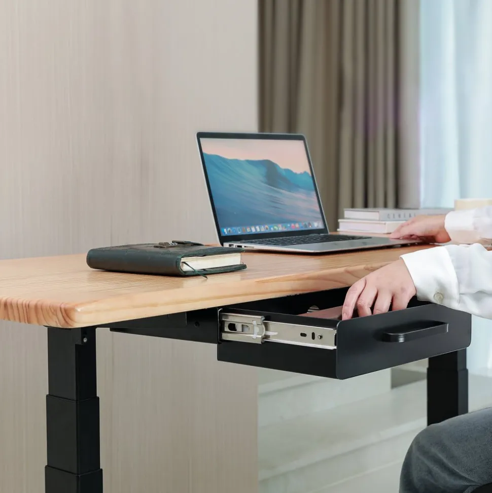 VEVOR 33" Wide Under Desk Drawer Slide Out, Under Desk Mounted Pull-out Drawer Attachment, Hidden Desktop Storage Organizer, Under Table Pencil Drawer for office Home Sit Stand Workstation, 33x9x4 in