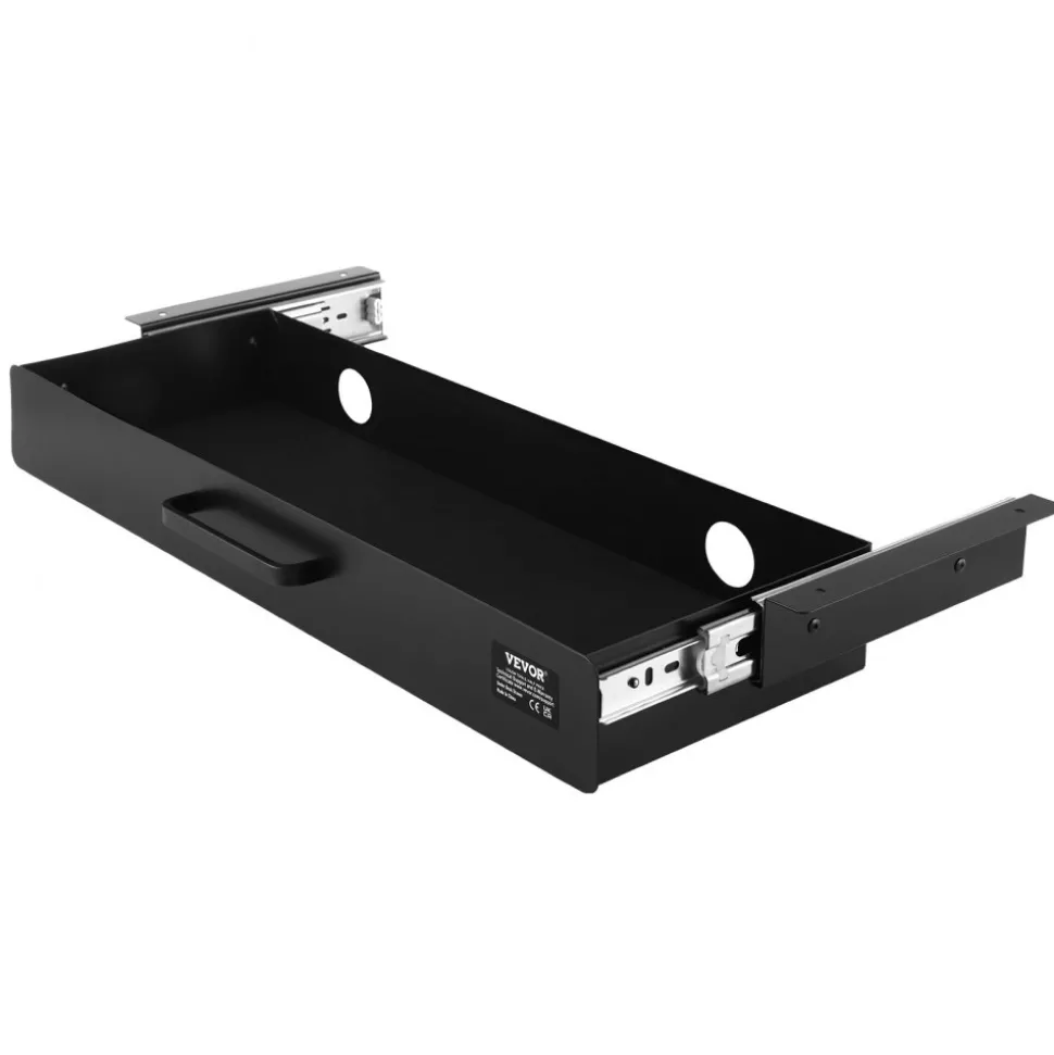 VEVOR 22" Wide Under Desk Drawer Slide Out, Under Desk Mounted Pull-out Drawer Attachment, Hidden Desktop Storage Organizer, Under Table Pencil Drawer for office Home Sit Stand Workstation, 25x9x3 in