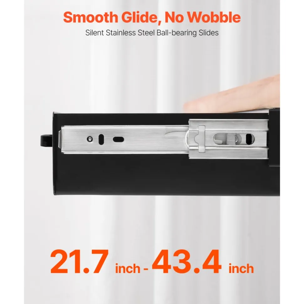 VEVOR 22" Wide Under Desk Drawer Slide Out, Under Desk Mounted Pull-out Drawer Attachment, Hidden Desktop Storage Organizer, Under Table Pencil Drawer for office Home Sit Stand Workstation, 25x9x3 in