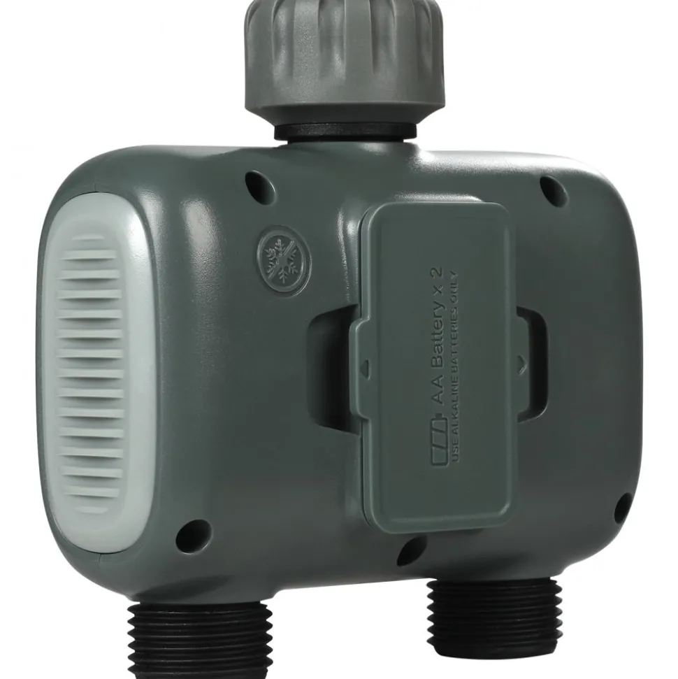 VEVOR WiFi Sprinkler Timer, 2 Outlets, Smart Hose Faucet Water Timer with Brass Inlet, APP Control via 2.4Ghz WiFi or Bluetooth, Voice Control with Alexa and Google Assistant, IPX6 for Yard Watering
