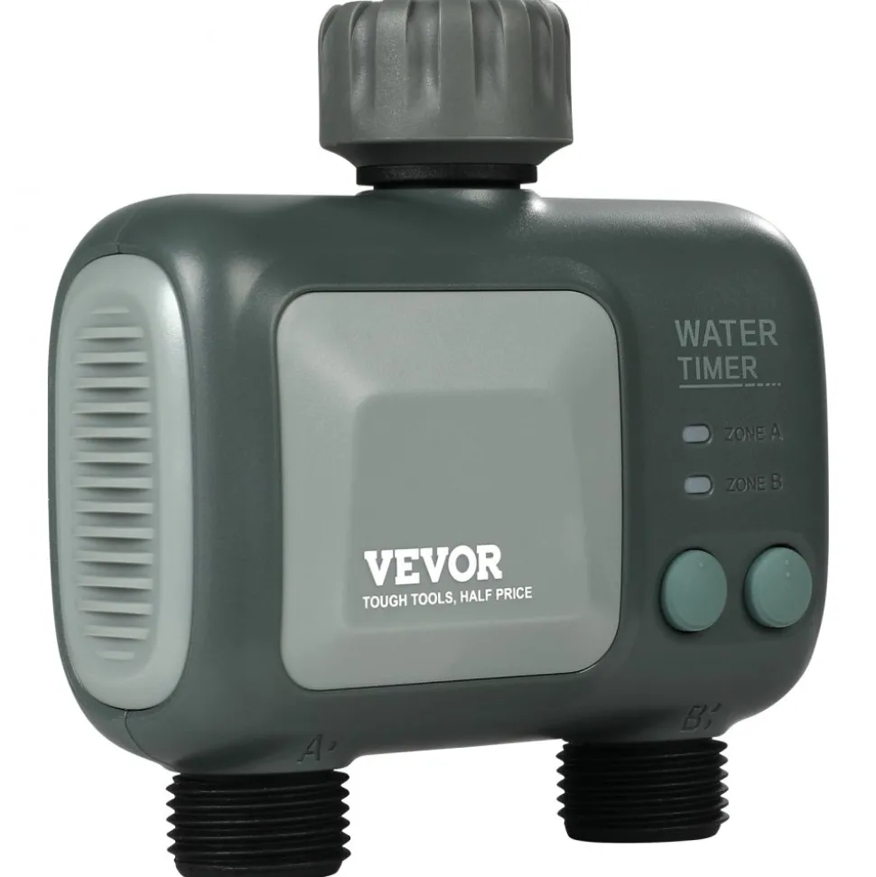VEVOR WiFi Sprinkler Timer, 2 Outlets, Smart Hose Faucet Water Timer with Brass Inlet, APP Control via 2.4Ghz WiFi or Bluetooth, Voice Control with Alexa and Google Assistant, IPX6 for Yard Watering