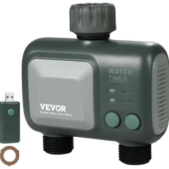 VEVOR WiFi Sprinkler Timer, 2 Outlets, Smart Hose Faucet Water Timer with Brass Inlet, APP Control via 2.4Ghz WiFi or Bluetooth, Voice Control with Alexa and Google Assistant, IPX6 for Yard Watering