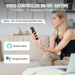 VEVOR WiFi Sprinkler Timer, Single Outlet, Smart Hose Faucet Water Timer with Brass Inlet, APP Control via 2.4Ghz WiFi or Bluetooth, Voice Control with Alexa Google Assistant, IPX6 for Yard Watering