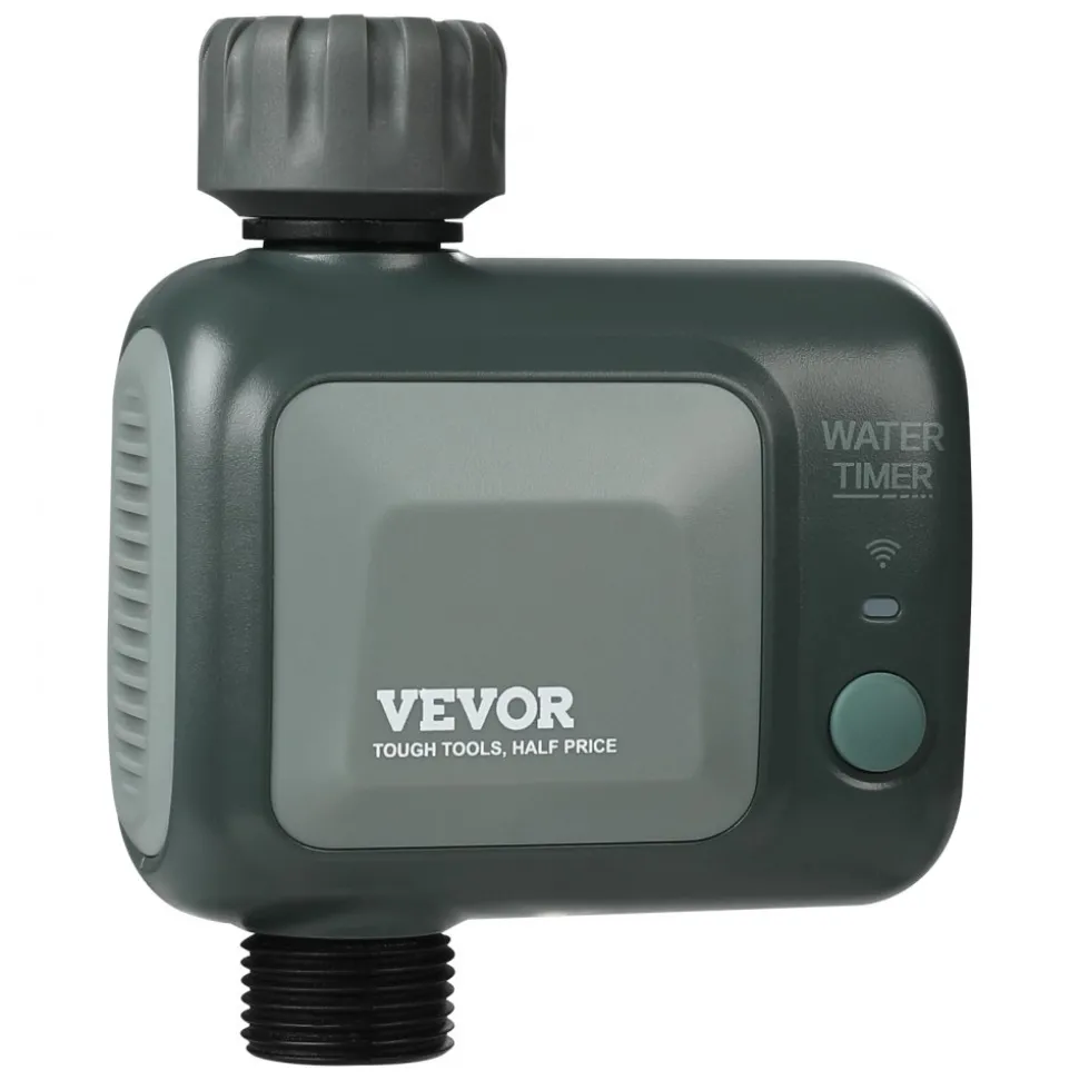 VEVOR WiFi Sprinkler Timer, Single Outlet, Smart Hose Faucet Water Timer with Brass Inlet, APP Control via 2.4Ghz WiFi or Bluetooth, Voice Control with Alexa Google Assistant, IPX6 for Yard Watering