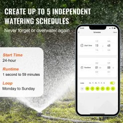 VEVOR WiFi Sprinkler Timer, Single Outlet, Smart Hose Faucet Water Timer with Brass Inlet, APP Control via 2.4Ghz WiFi or Bluetooth, Voice Control with Alexa Google Assistant, IPX6 for Yard Watering