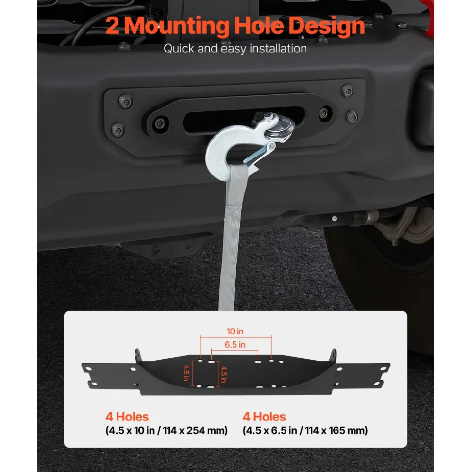VEVOR Winch Mount, Winch Capacity of 907-1633 kg, Trailer Hitch Winch Mount for Select Polaris Ranger Models (2010-2021), 3 Mounting Hole Design, Powder Coated Steel, Fit for Muddy Road Rescue