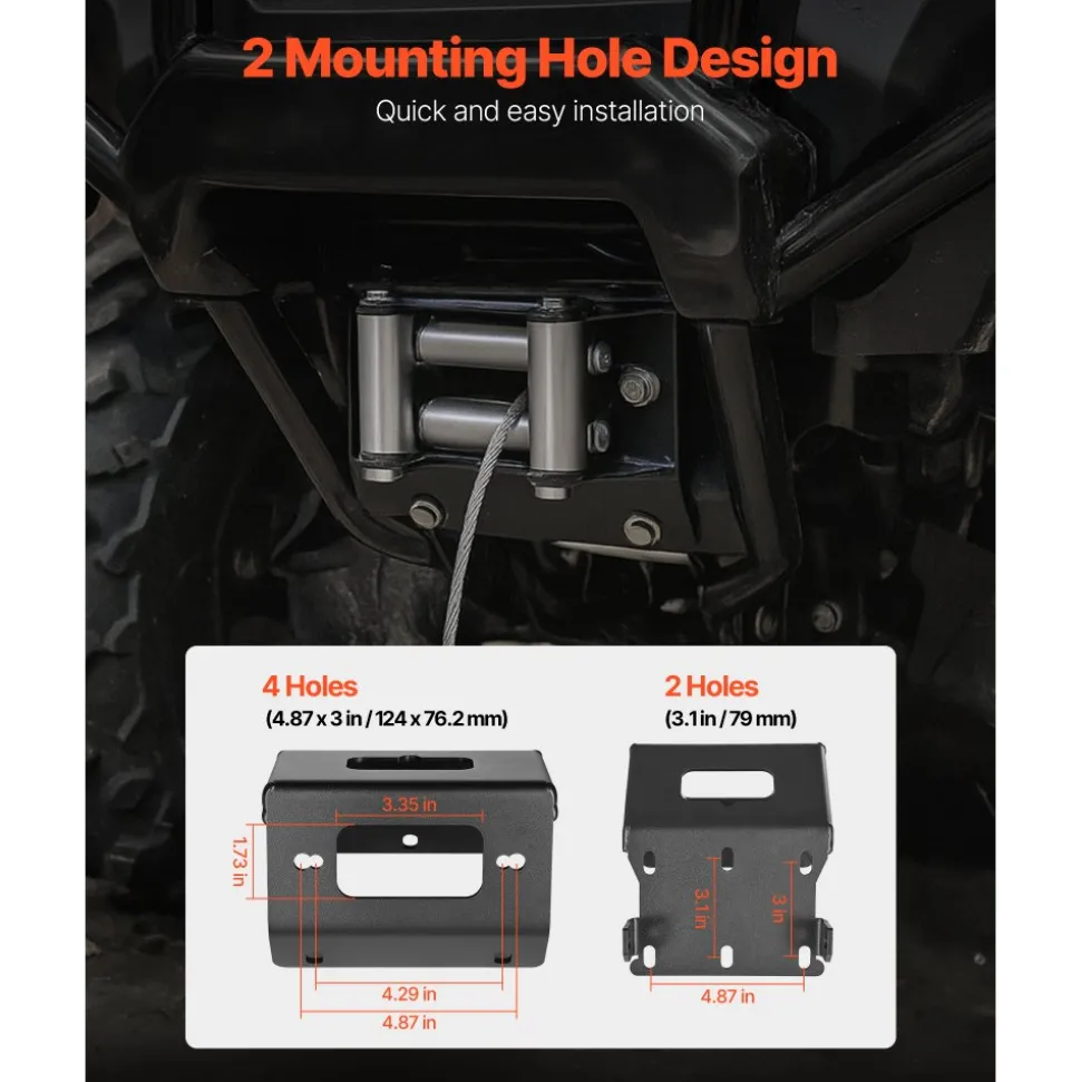 VEVOR Winch Mount, Winch Capacity of 2000-3600 lbs, Trailer Hitch Winch Mount for Select Honda Foreman and Rancher Rubicon Models (2014-2021), 2 Mounting Hole Design, Powder Coated Steel, Black