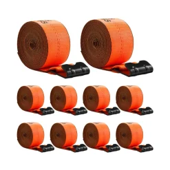 VEVOR Winch Straps, 4 in x 30 ft Truck Straps with Flat Hook, 10 Pack Heavy Duty Trailer Straps with 18000 lbs Break Strength, Cargo Tie-Down Straps, for Flatbeds, Trucks, Trailers, Farms & Rescues