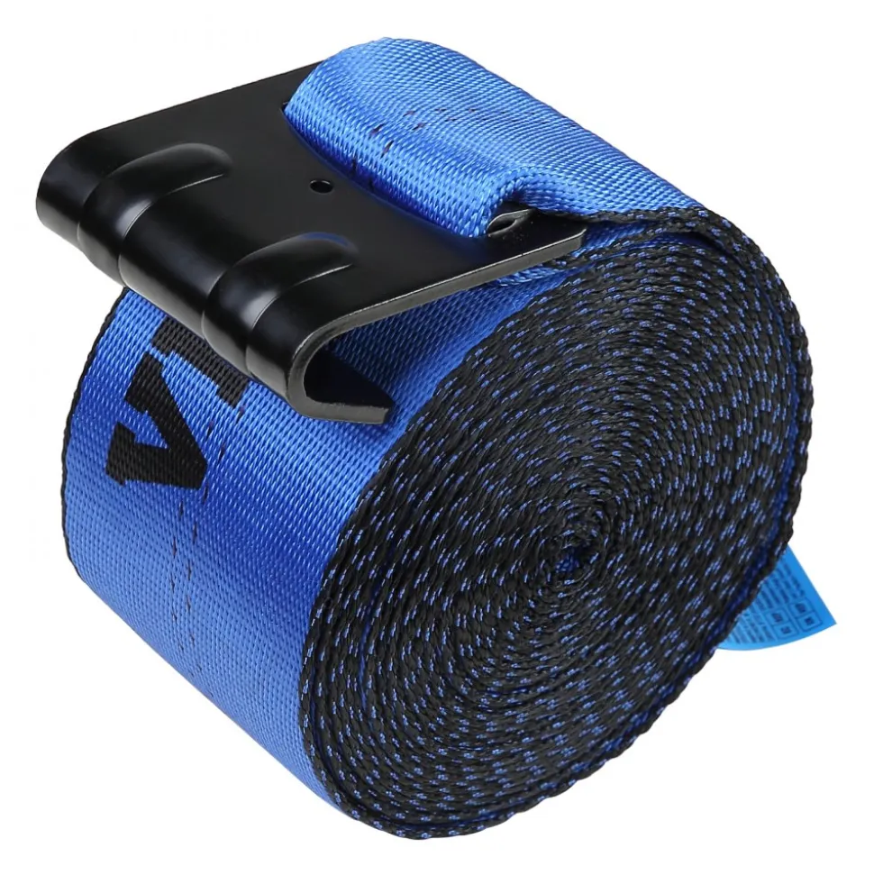 VEVOR Winch Straps, 4" x 30', 6000 lbs Load Capacity, 18000 lbs Breaking Strength, Truck Straps with Flat Hook, Flatbed Tie Downs Cargo Control for Trailers, Farms, Rescues, Tree Saver, Blue (10 Pack)