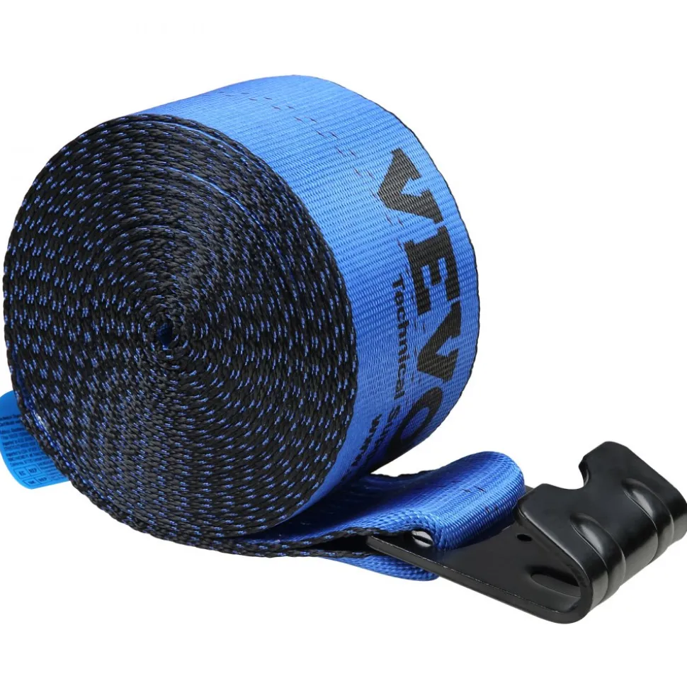 VEVOR Winch Straps, 4" x 30', 6000 lbs Load Capacity, 18000 lbs Breaking Strength, Truck Straps with Flat Hook, Flatbed Tie Downs Cargo Control for Trailers, Farms, Rescues, Tree Saver, Blue (10 Pack)