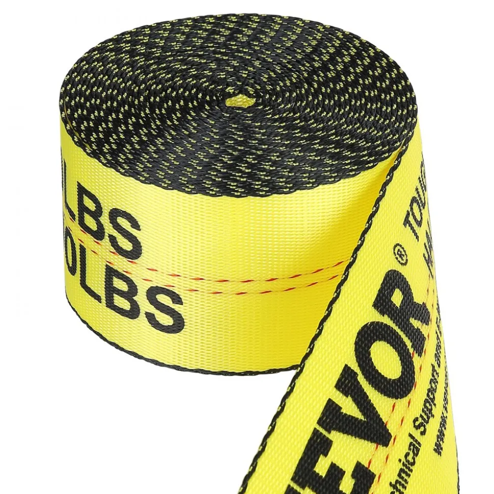 VEVOR Winch Straps, 4" x 30', 6000 lbs Load Capacity, 18000 lbs Break Strength, Truck Straps with Flat Hook, Flatbed Tie Downs Cargo Control for Trailers, Farms, Rescues, Tree Saver, Yellow (10 Pack)