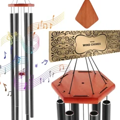 VEVOR Wind Chimes for Outside, 60 in, Deep Tone Wind Chimes with 6 Tubes, Unique Large Memorial Wind Chimes for Anniversary, Amazing Outdoor Decor for Your Patio, Porch, Garden and Backyard, Black