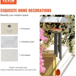 VEVOR Wind Chimes for Outside, 41 in, Deep Tone Wind Chimes with 6 Tubes, Unique Large Memorial Wind Chimes for Anniversary, Amazing Outdoor Decor for Your Patio, Porch, Garden and Backyard, Black