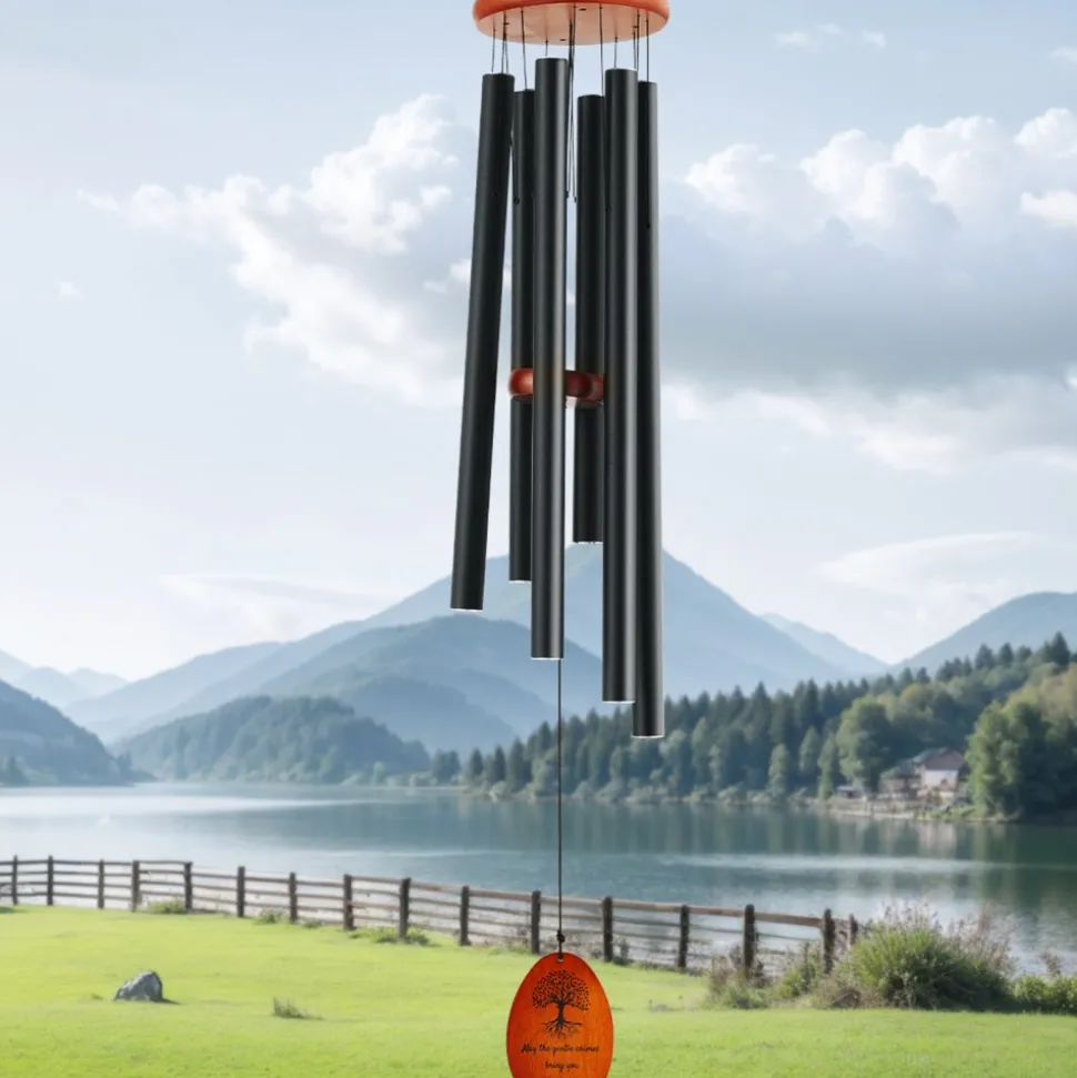 VEVOR Wind Chimes for Outside, 41 in, Deep Tone Wind Chimes with 6 Tubes, Unique Large Memorial Wind Chimes for Anniversary, Amazing Outdoor Decor for Your Patio, Porch, Garden and Backyard, Black