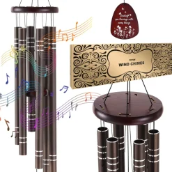 VEVOR Wind Chimes for Outside, 42", Deep Tone Wind Chimes with 6 Tubes, Unique Large Memorial Wind Chimes for Anniversary, Amazing Outdoor Decor for Your Patio, Porch, Garden and Backyard, Dark Brown