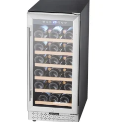 VEVOR Wine Cooler, 28 Bottle Wine Fridge, Mini Wine Cooler Refrigerator with Glass Door, Adjustable Shelves, Digital Temperature Control, Built-in & Freestanding Cooler Fridge for Home, Office, Bar