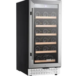 VEVOR Wine Cooler, 28 Bottle Wine Fridge, Mini Wine Cooler Refrigerator with Glass Door, Adjustable Shelves, Digital Temperature Control, Built-in & Freestanding Cooler Fridge for Home, Office, Bar